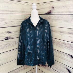 AMI Blue Snakeskin Print Full Zip Jacket XL